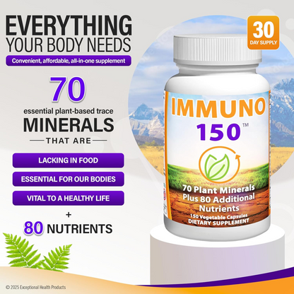 Immuno 150 – Immune Support with 70 Plant Minerals | 150 Veggie Capsules